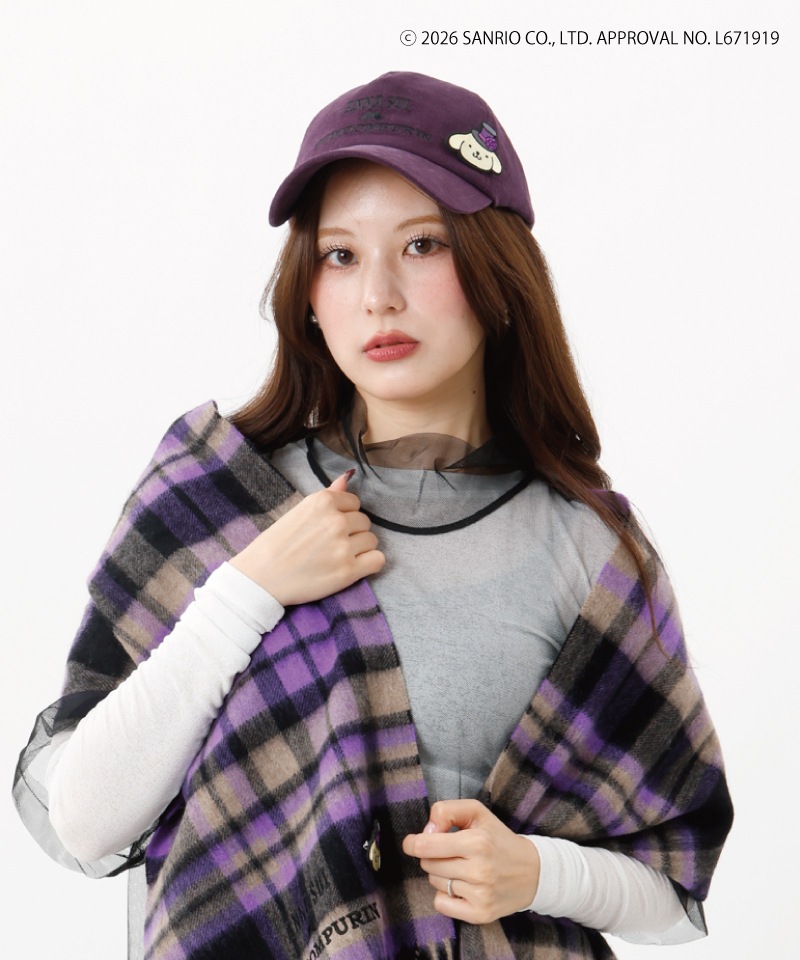 【 ANNA SUI（アナ スイ）】ANNA SUI x ポムポムプリン刺しゅうブローチ付きキャップ