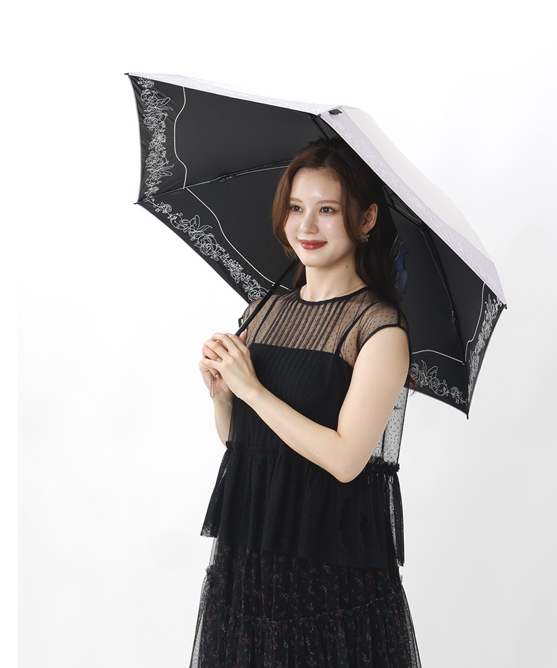ANNA SUI（アナ スイ）】切継ぎ刺しゅう晴雨兼用パラソル（折りたたみ