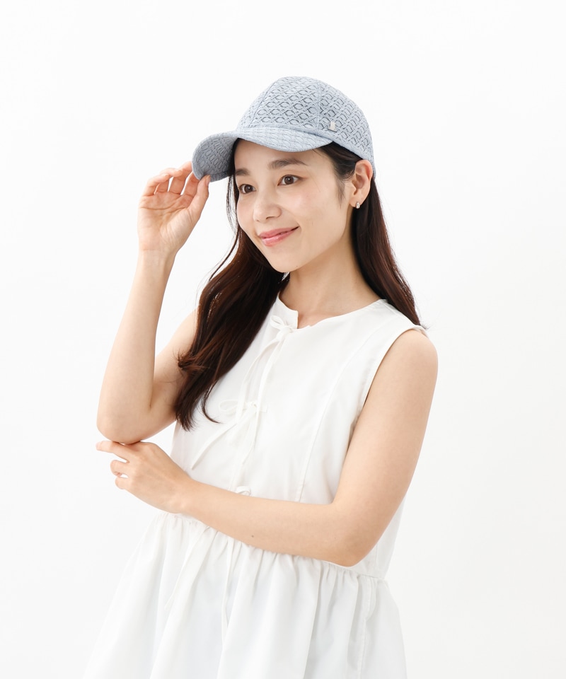 LANVIN en Bleu ランバンオンブルー グレー 帽子 LANVIN en Bleu （ランバン オン ブルー）】 ボアリボン付きキャップ