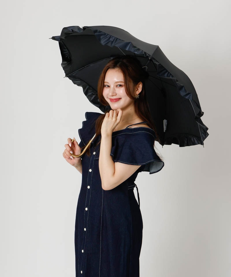 ASSETAN 黒 長傘 dazzlin（ダズリン）】アーチフリル晴雨兼用傘（長傘）ブランド別