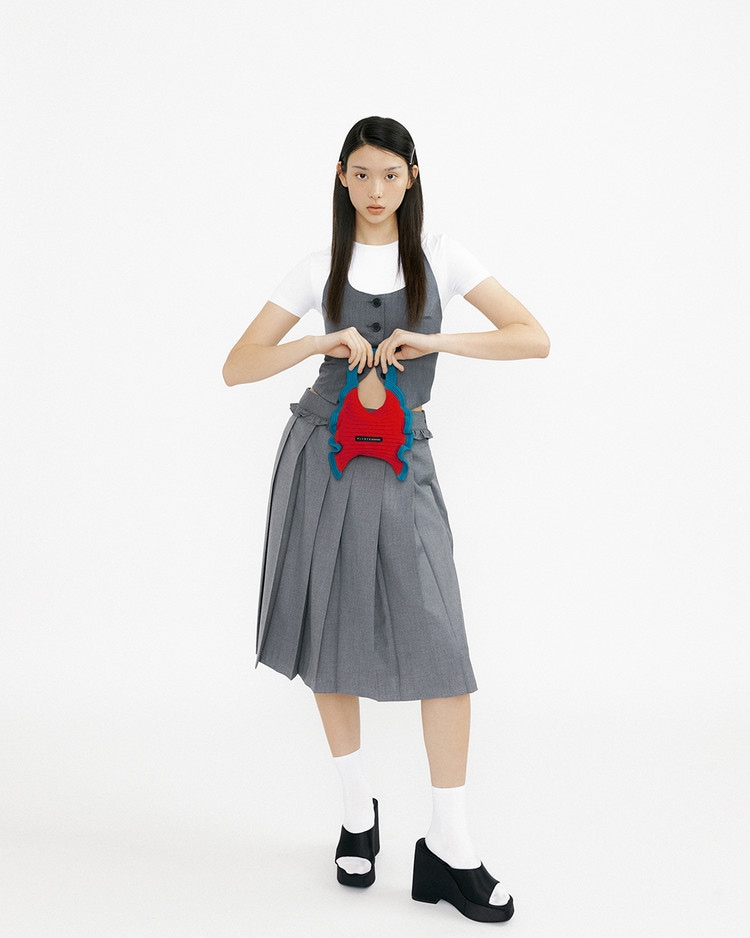 【PLEATS MAMA(プリーツママ)】RUFFLE MINI TOTE BAG ラッフルミニトートバッグ