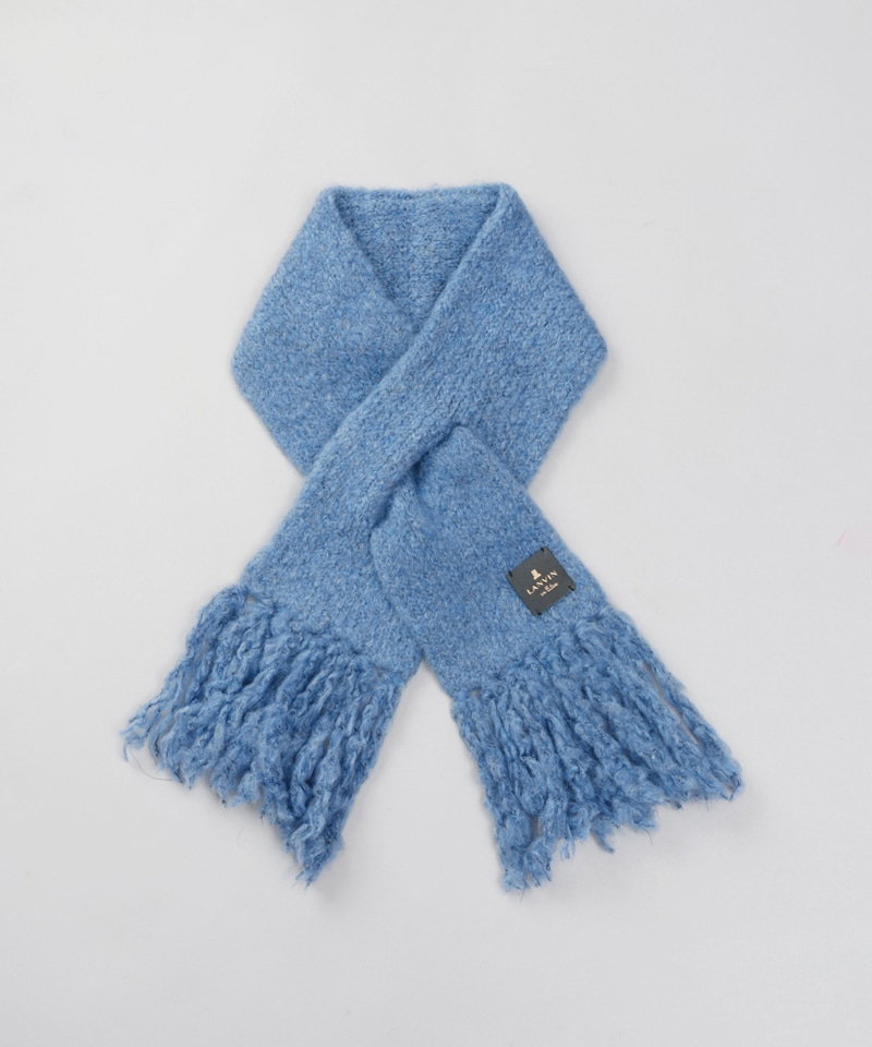 【USED】ランバンオンブルー 大判 ストール マフラー LANVIN en Bleu （ランバン オン ブルー）】モコモコ差込みマフラー