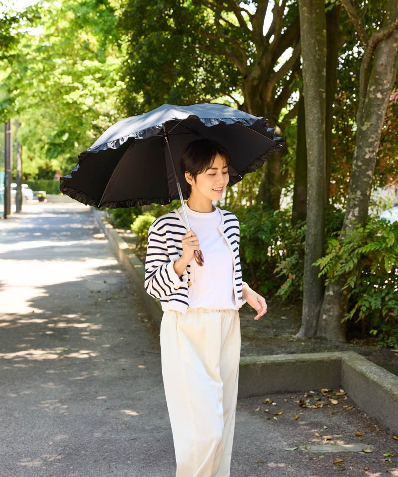 予約販売【WEB限定】サマーシールド フリル晴雨兼用傘（1段スライドショート）＜4月下旬~順次発送予定＞