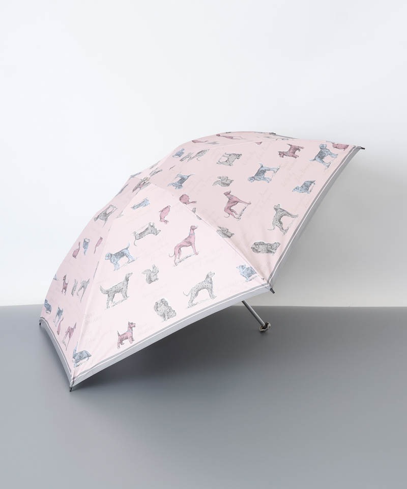 【 Aquascutum（アクアスキュータム）】アンティーク犬図鑑プリント晴雨兼用傘(折りたたみ傘)