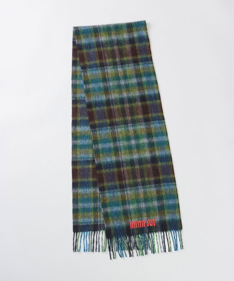 ANNA SUI（アナ スイ）】ウールチェックマフラー(WASH)ALL｜オーロラ