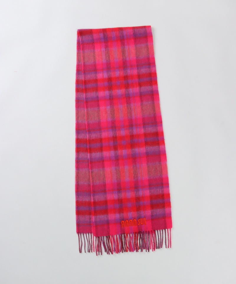 ANNA SUI（アナ スイ）】ウールチェックマフラー(WASH)ALL｜オーロラ