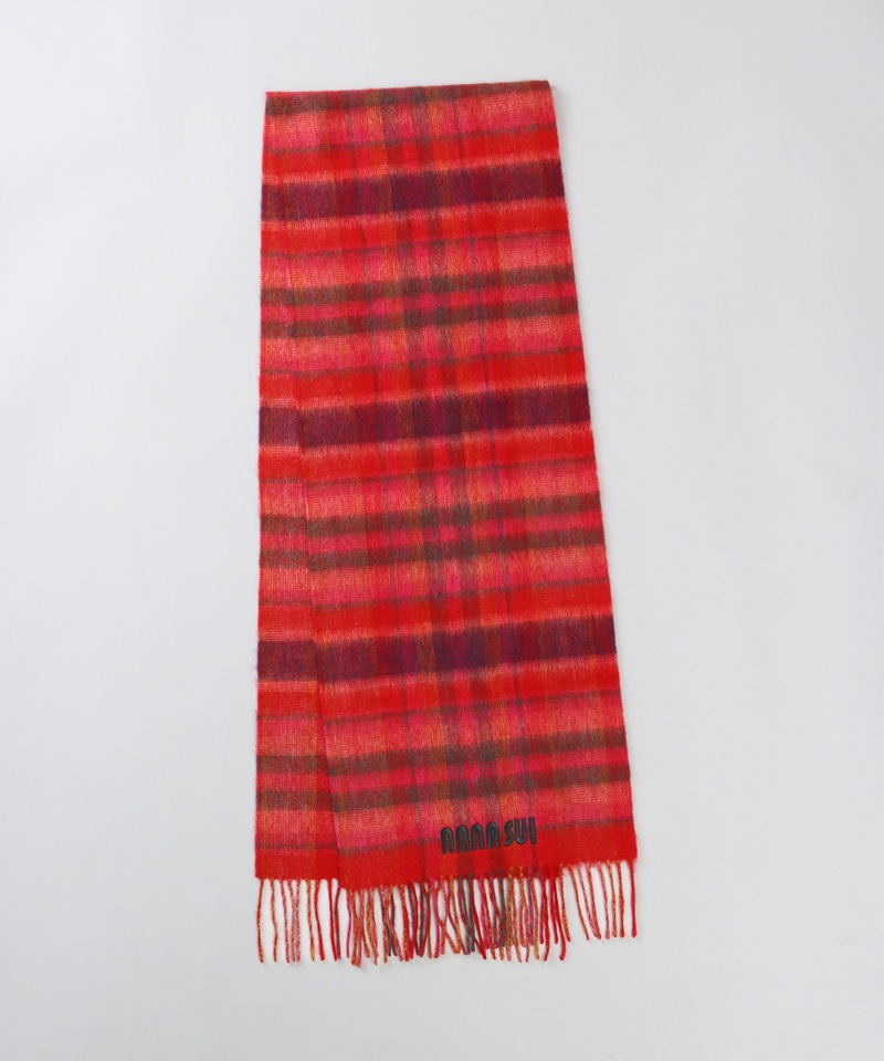 ANNA SUI（アナ スイ）】ウールチェックマフラー(WASH)ALL｜オーロラ