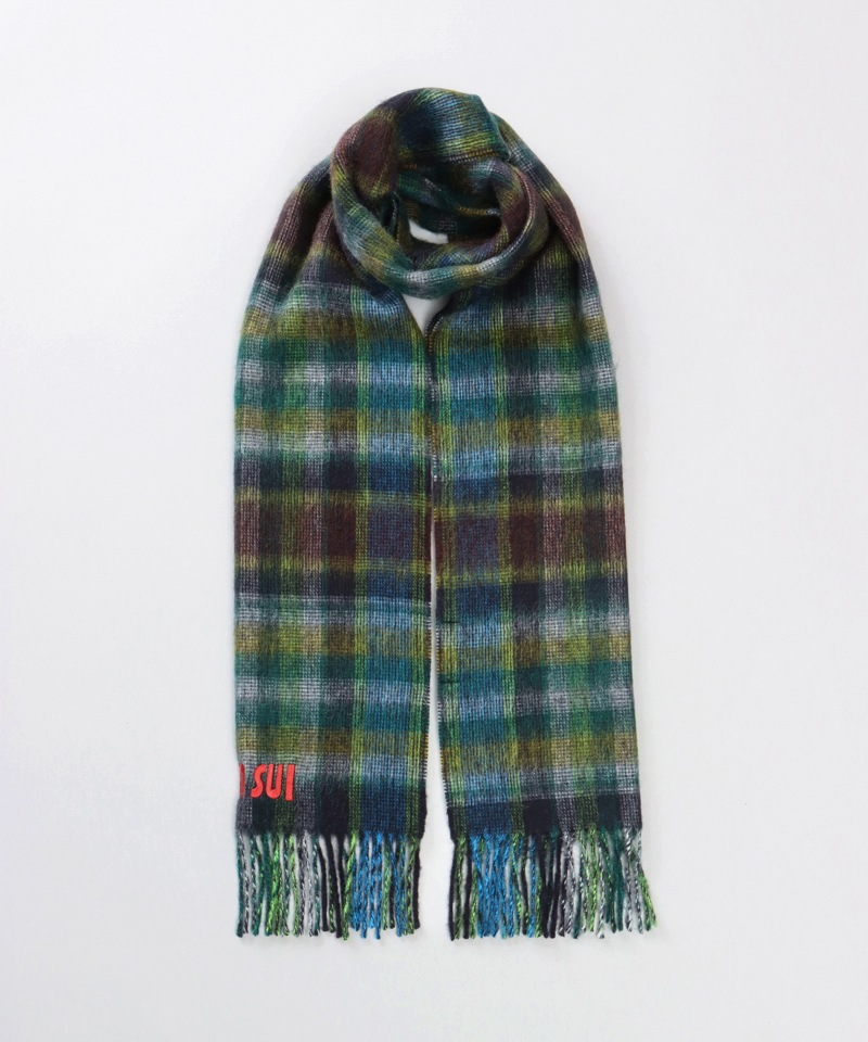 ANNA SUI（アナ スイ）】ウールチェックマフラー(WASH)ALL｜オーロラ