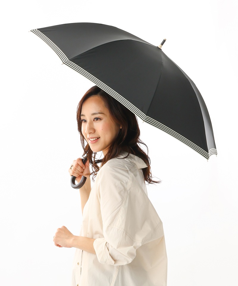 【 Beaurance （ビューランス）】サマーシールド　グログランリボン晴雨兼用傘（長傘・大寸）