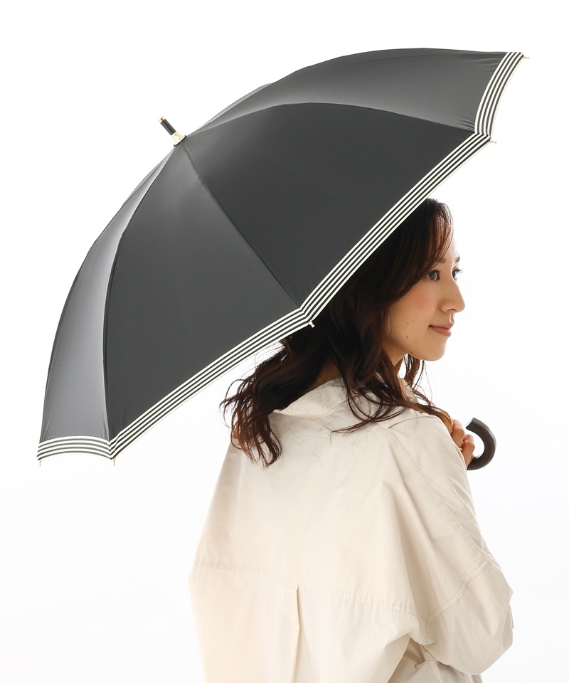 【 Beaurance （ビューランス）】サマーシールド　グログランリボン晴雨兼用傘（長傘・大寸）