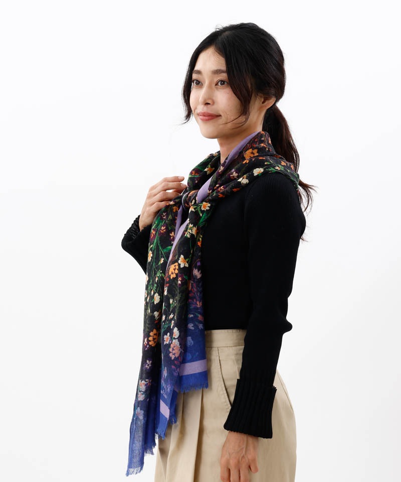 LANVIN en Bleu （ランバン オン ブルー）】ウールプリントストール