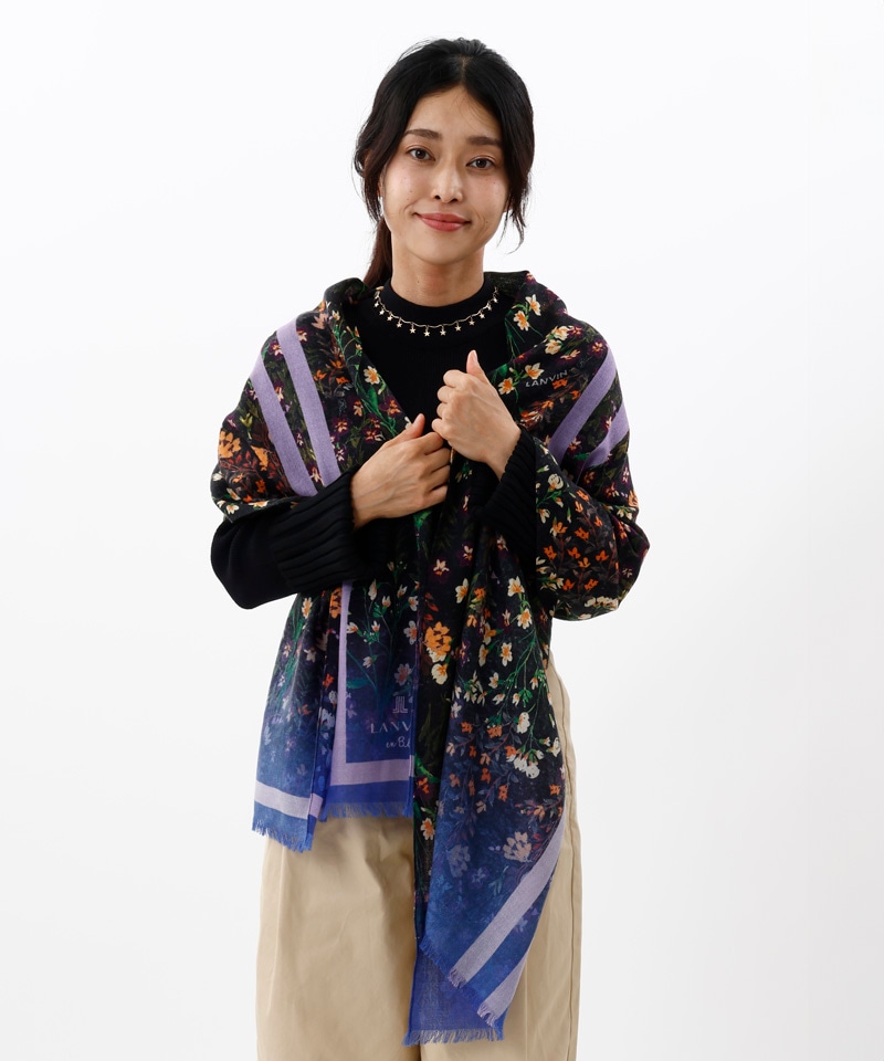 LANVIN en Bleu （ランバン オン ブルー）】ウールプリントストール