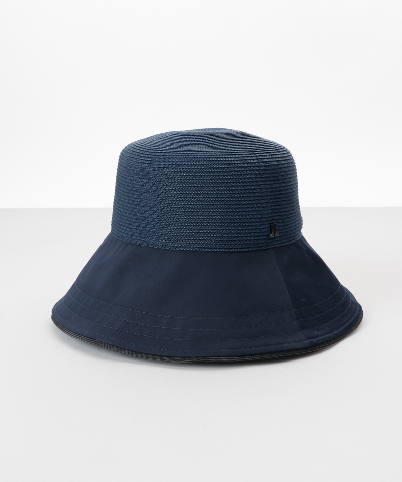 【 LANVIN en Bleu （ランバン オン ブルー）】天然ブレードｘサテン布帛クロッシェハット
