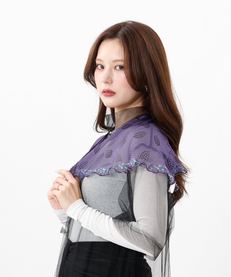 ANNA SUI（アナ スイ）】シルクローンプリントスリット入りスカーフ