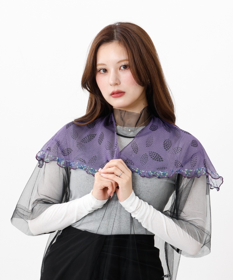 ANNA SUI アナスイ【新品・未使用】シルク混ラメ糸使い フリル袖 羽織り ANNA SUI（アナ スイ）】シルクローンプリントスリット入りスカーフ