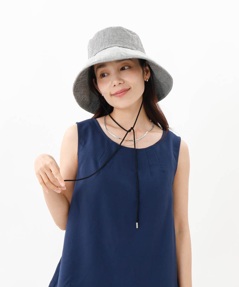 【 LANVIN COLLECTION（ランバン コレクション） 】ギンガムカサブランカハット