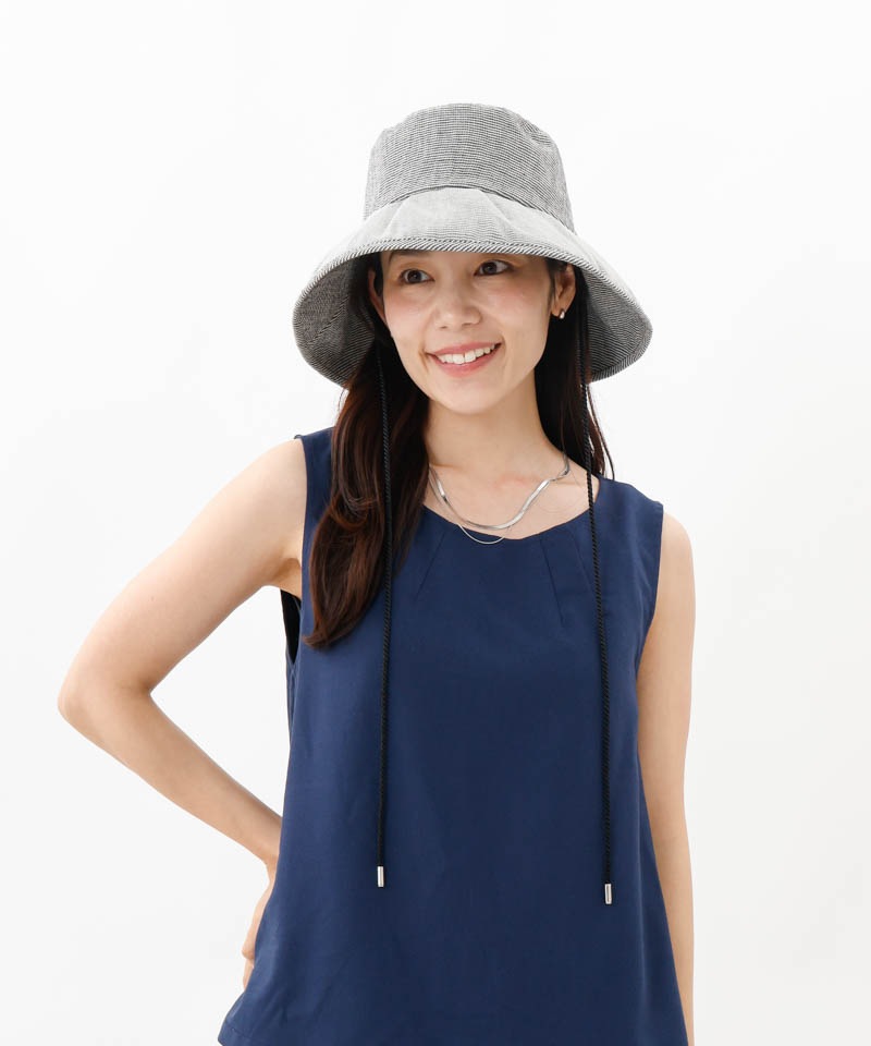 【 LANVIN COLLECTION（ランバン コレクション） 】ギンガムカサブランカハット