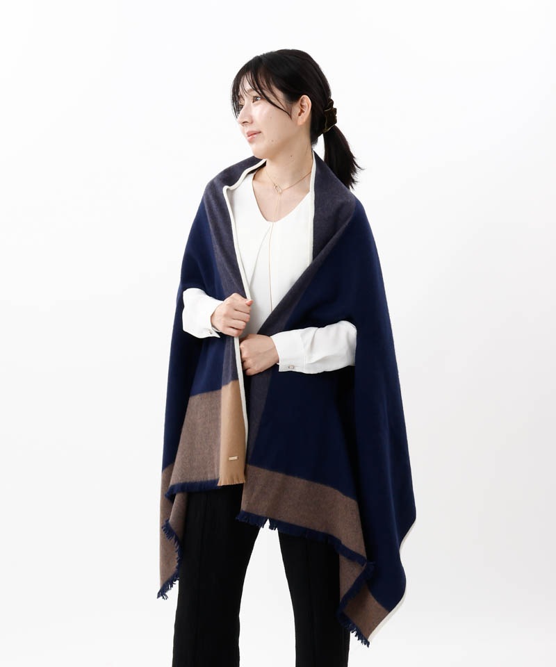 【 Beaurance （ビューランス）】ウールニットパイピングストール