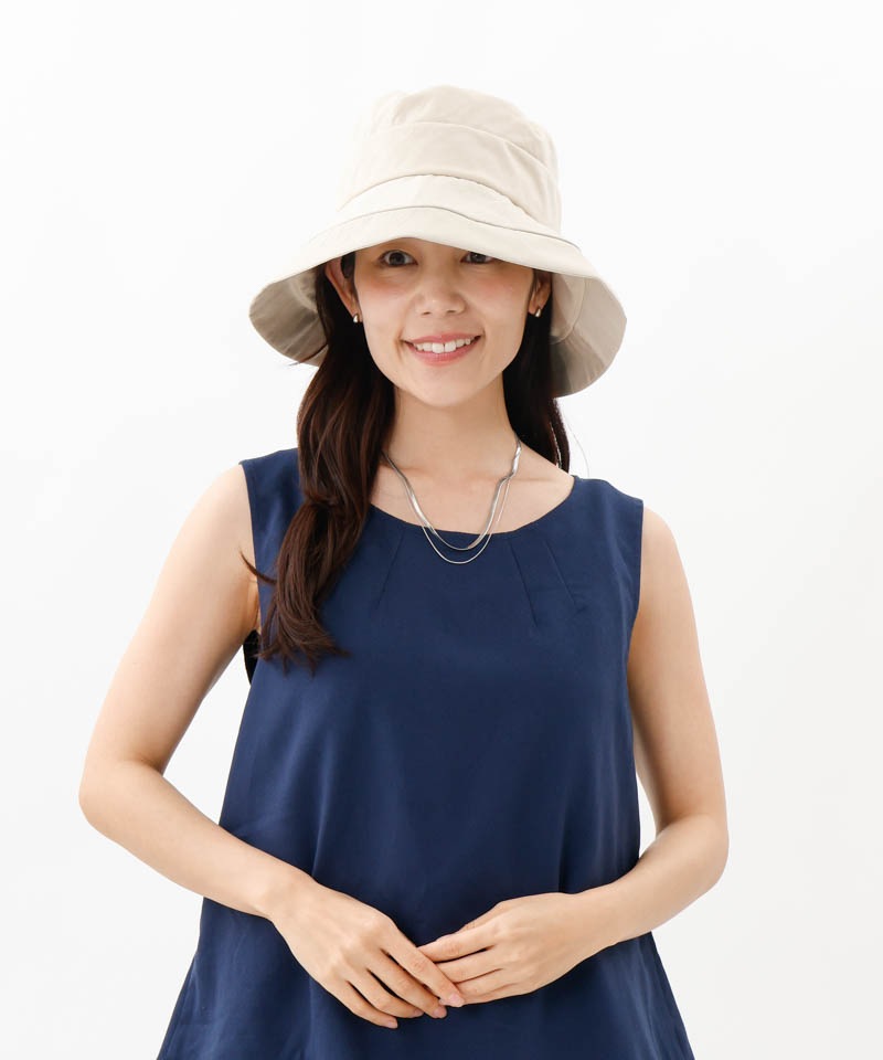 【 LANVIN COLLECTION（ランバン コレクション） 】綿麻キャペリンハット