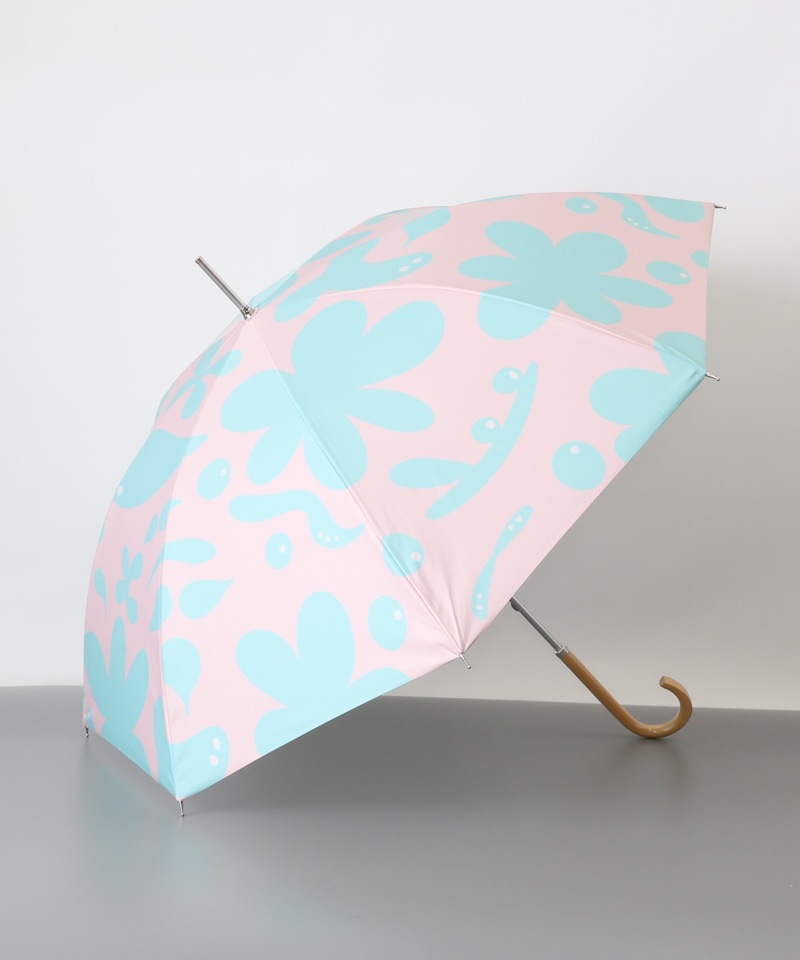 【 クリエイターズ マーケット 】 大江 由佳　hanaming　-pink × mint umbrella-（雨傘）受注生産品