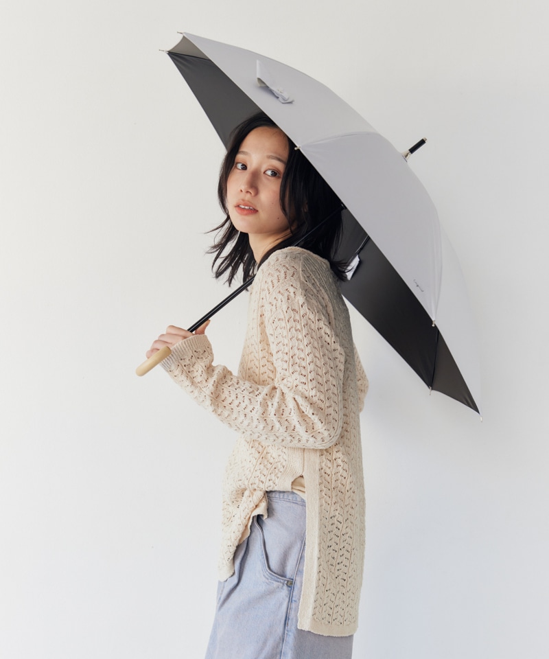 Ungrid（アングリッド）】無地ロゴワンポイントプリント晴雨兼用傘（長