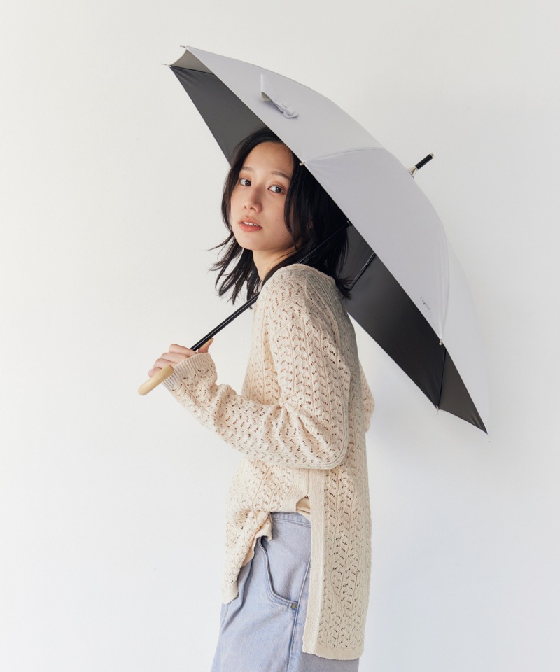 【Ungrid（アングリッド）】無地ロゴワンポイントプリント晴雨兼用傘（長傘）