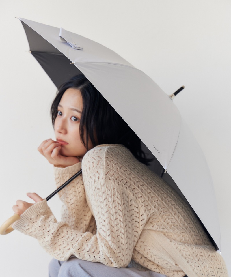 Ungrid（アングリッド）】無地ロゴワンポイントプリント晴雨兼用傘（長