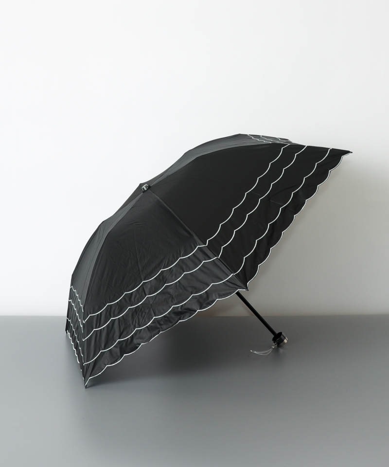 シャネル カメリア ロゴ 折りたたみ傘 晴雨兼用 日傘 バイカラー 黒 白