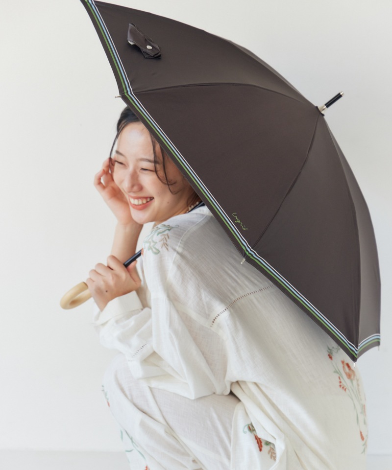 【Ungrid（アングリッド）】裾ボーダープリント晴雨兼用傘（長傘）