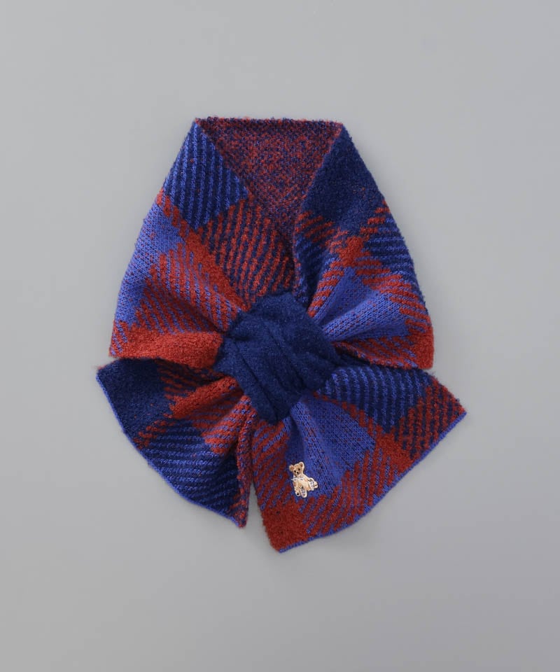 アクアスキュータム ウール マフラー ベア 刺繍 ダブルフェイス 手洗い可 Aquascutum（アクアスキュータム）】ベア刺しゅうキャンディーマフラー