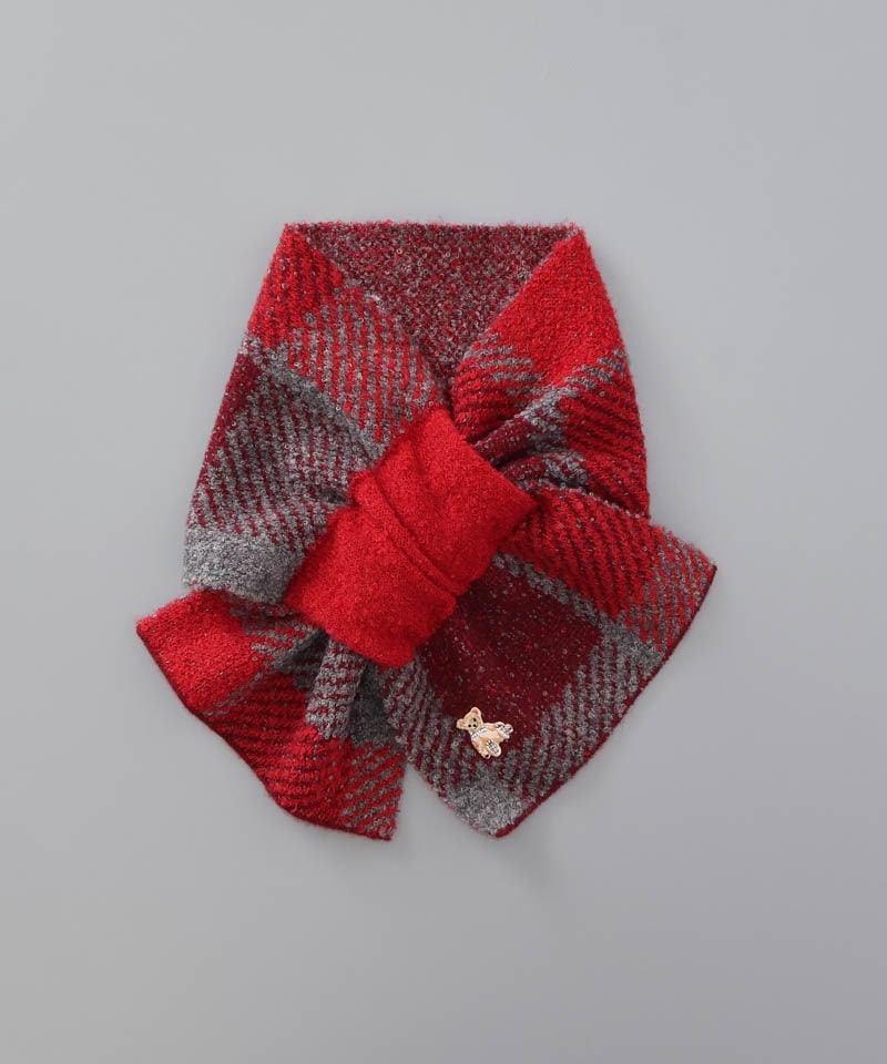 Aquascutum（アクアスキュータム）】ベア刺しゅうキャンディーマフラー