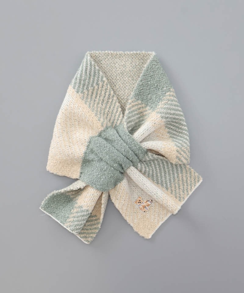 Aquascutum（アクアスキュータム）】ベア刺しゅうキャンディーマフラー