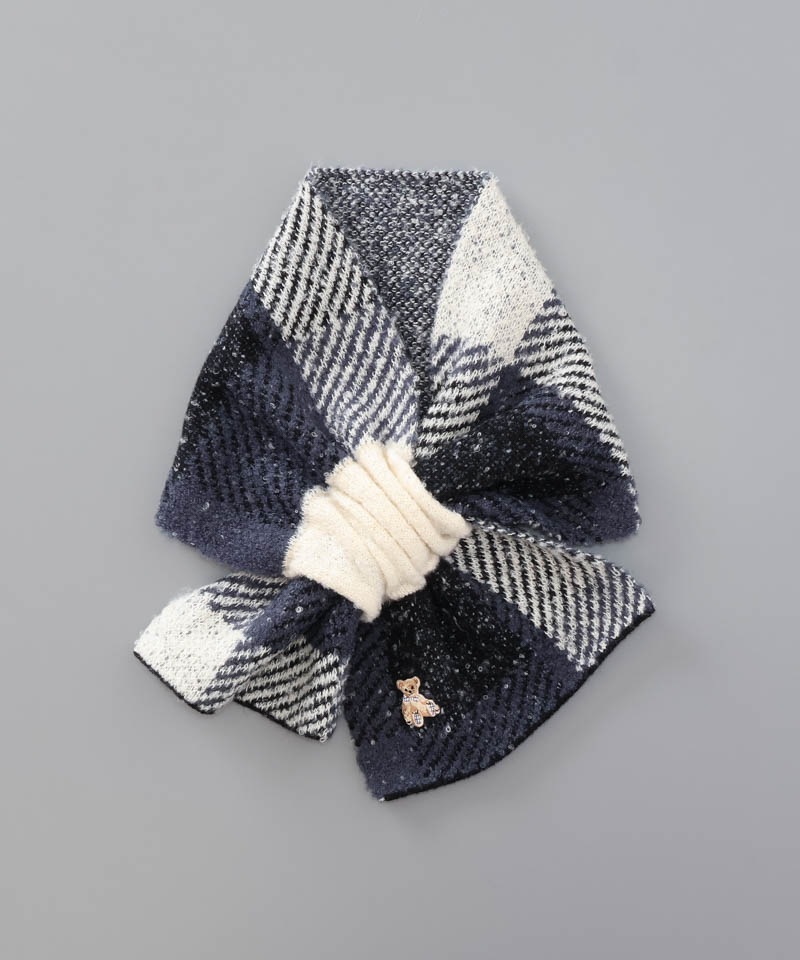 Aquascutum（アクアスキュータム）】ベア刺しゅうキャンディーマフラー