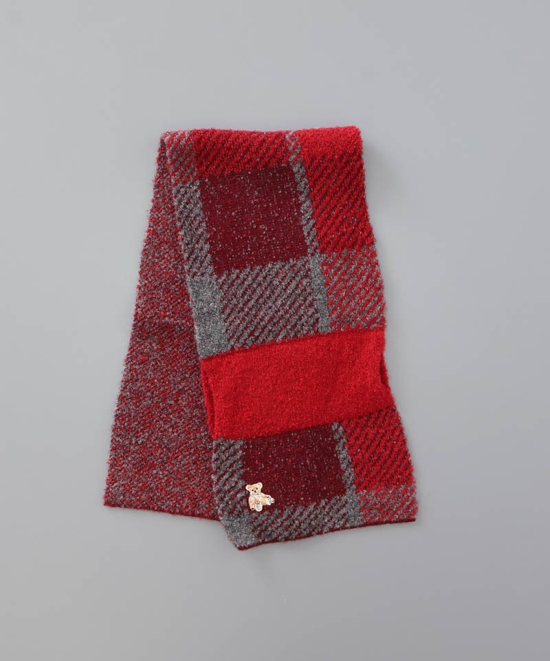 Aquascutum（アクアスキュータム）】ベア刺しゅうキャンディーマフラー