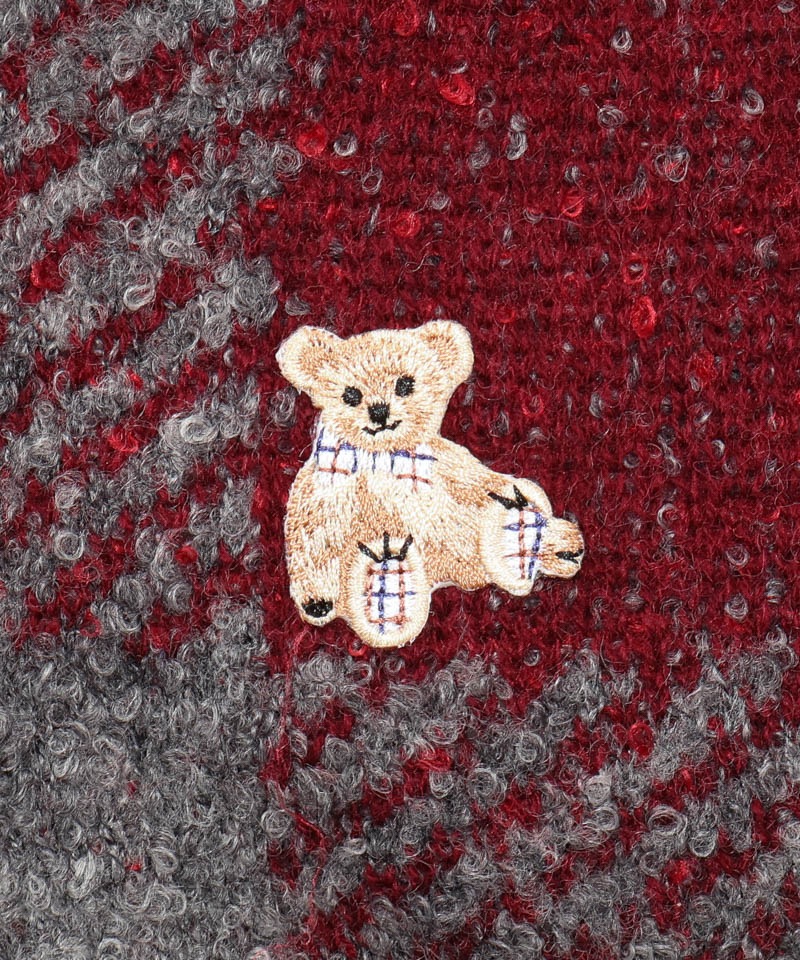 Aquascutum（アクアスキュータム）】ベア刺しゅうキャンディーマフラー