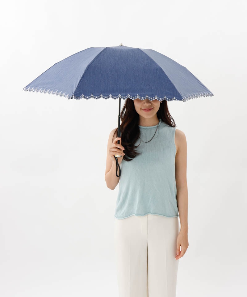 【 BLAO（ブラオ）】サマーシールド　ボーラー刺しゅう晴雨兼用傘(折りたたみ)