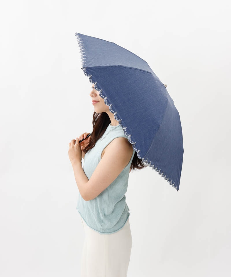 【 BLAO（ブラオ）】サマーシールド　ボーラー刺しゅう晴雨兼用傘(折りたたみ)