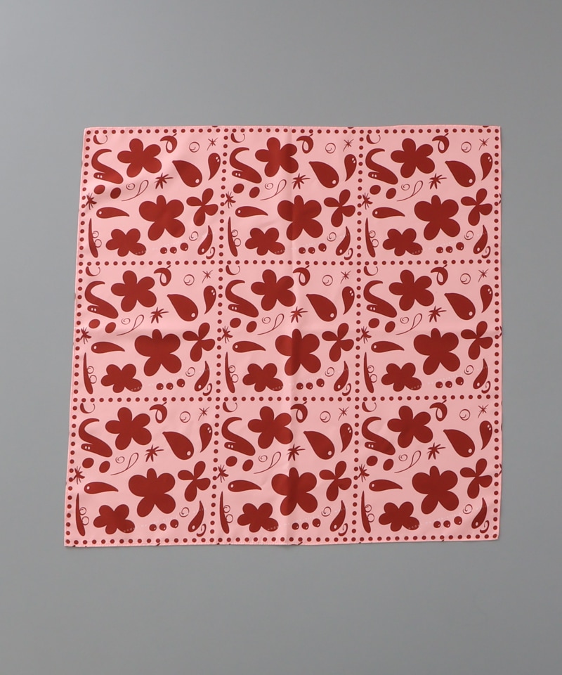 【 クリエイターズ コラボ 】大江 由佳　momo - pink × brown scarf -（スクエアスカーフ） 受注生産品
