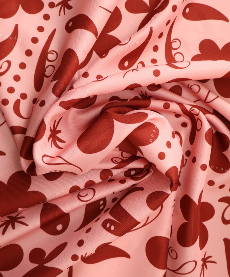 【 クリエイターズ コラボ 】大江 由佳　momo - pink × brown scarf -（スクエアスカーフ） 受注生産品