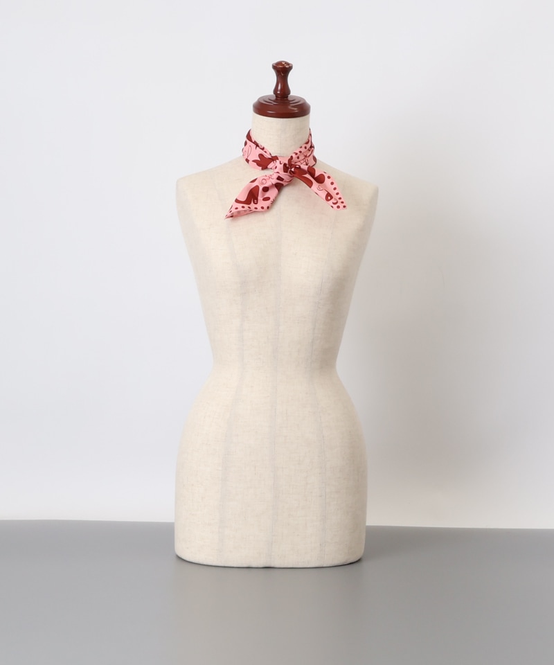 【 クリエイターズ コラボ 】大江 由佳　momo - pink × brown scarf -（スクエアスカーフ） 受注生産品