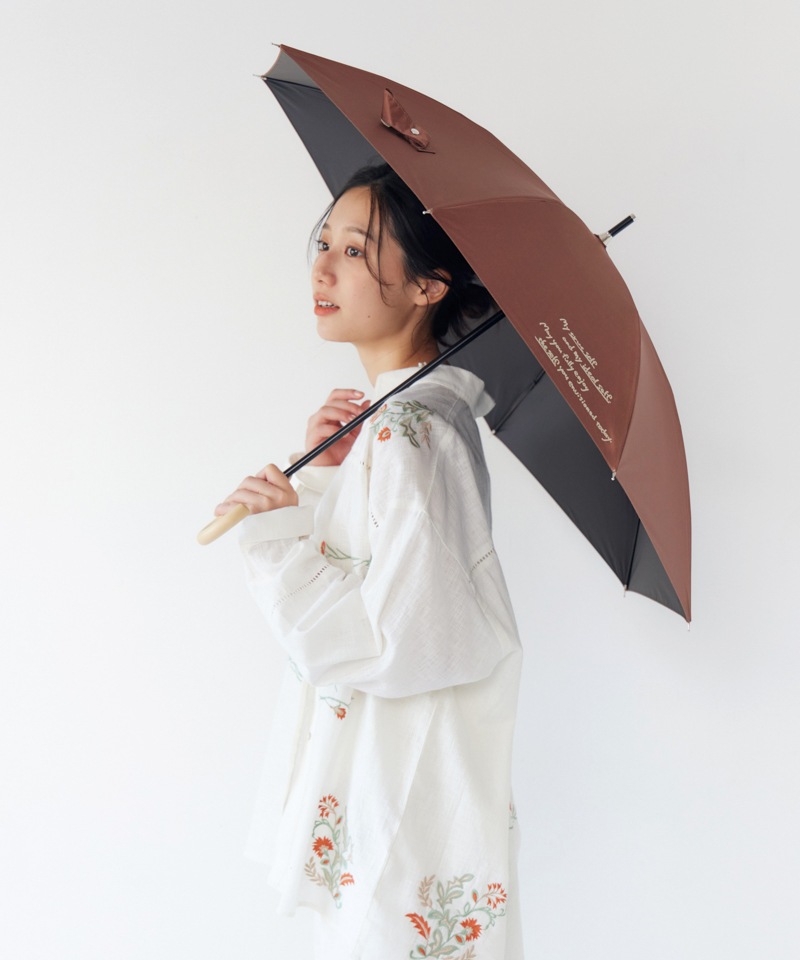 【Ungrid（アングリッド）】カリグラフィープリント晴雨兼用傘（長傘）