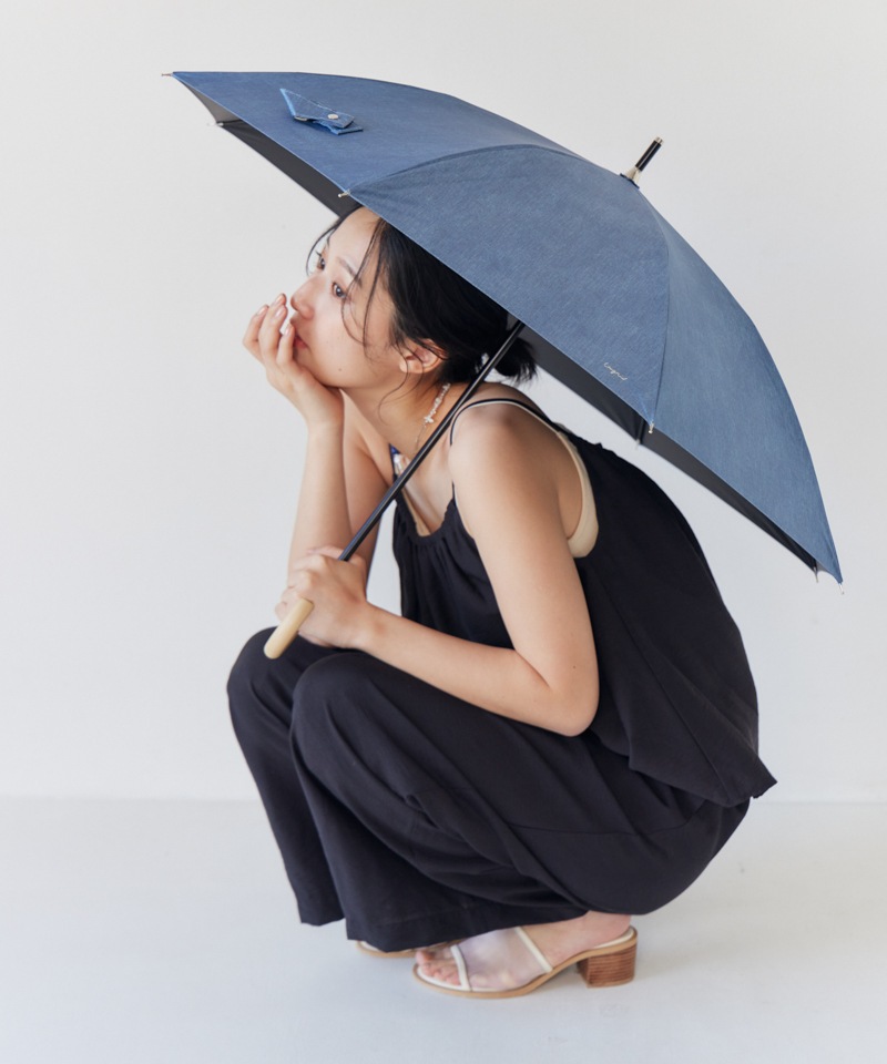 【Ungrid（アングリッド）】デニム風プリント晴雨兼用傘（長傘）