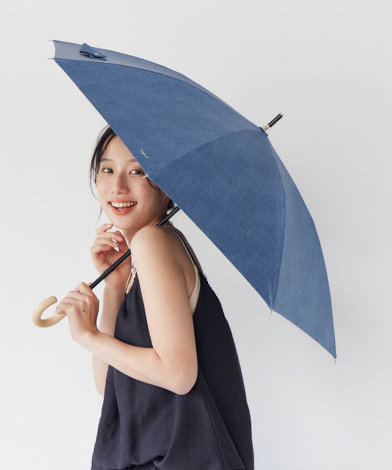 【Ungrid（アングリッド）】デニム風プリント晴雨兼用傘（長傘）