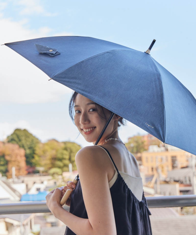 【Ungrid（アングリッド）】デニム風プリント晴雨兼用傘（長傘）