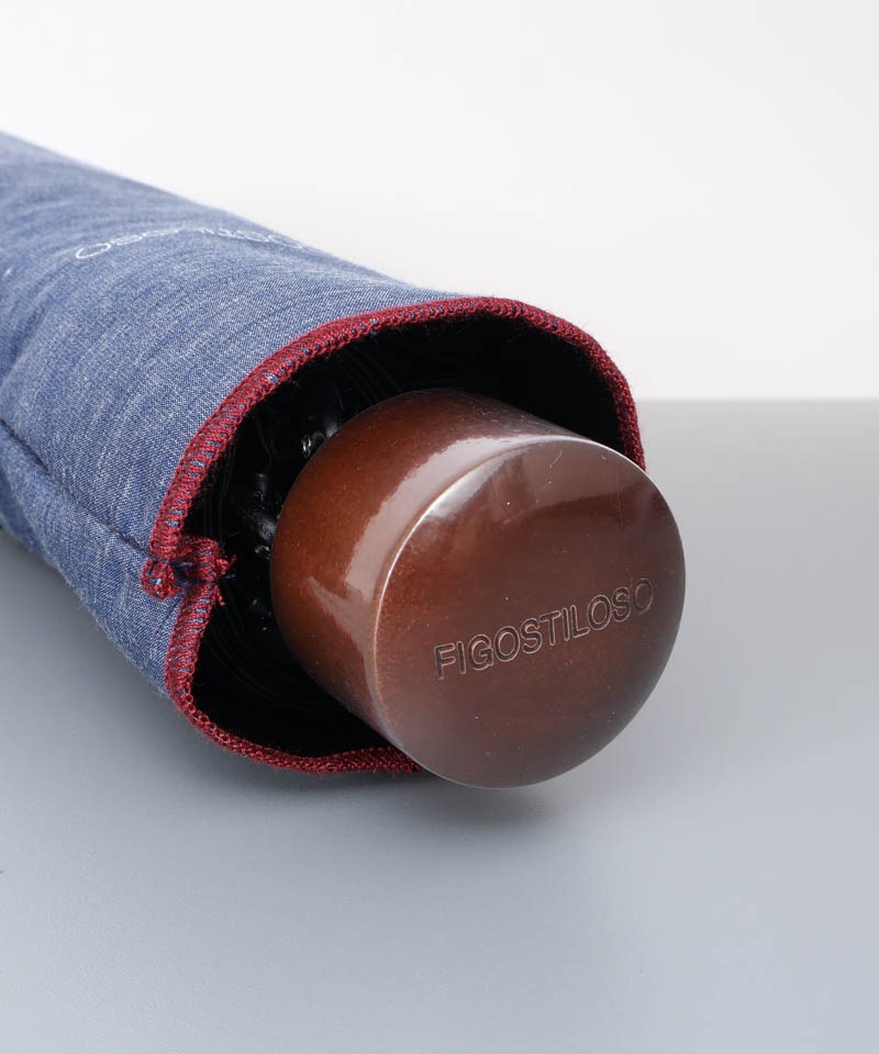 【 FIGOSTILOSO（フィーゴ スティローソ）】無地オーバーロック加工 晴雨兼用傘(折りたたみ傘)