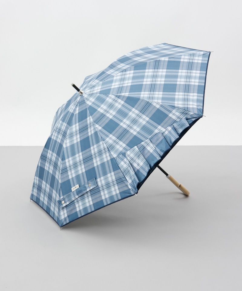 【Ungrid（アングリッド）】ワンポイントフリルチェック柄プリント晴雨兼用傘（長傘）