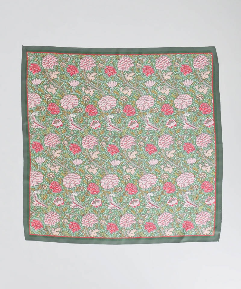 【 V&A（ヴィクトリア・アンド・アルバート ミュージアム）】 モリス柄シルクツイルインクジェットプチスカーフ