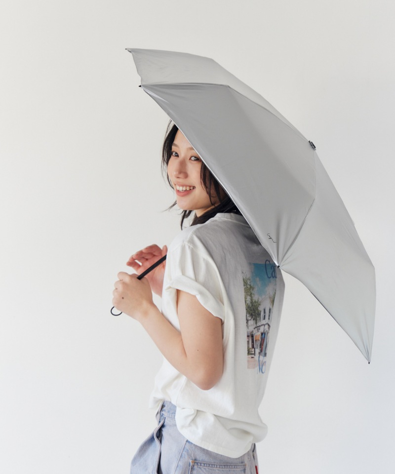 【Ungrid（アングリッド）】無地ロゴワンポイントプリント晴雨兼用傘（折りたたみ）