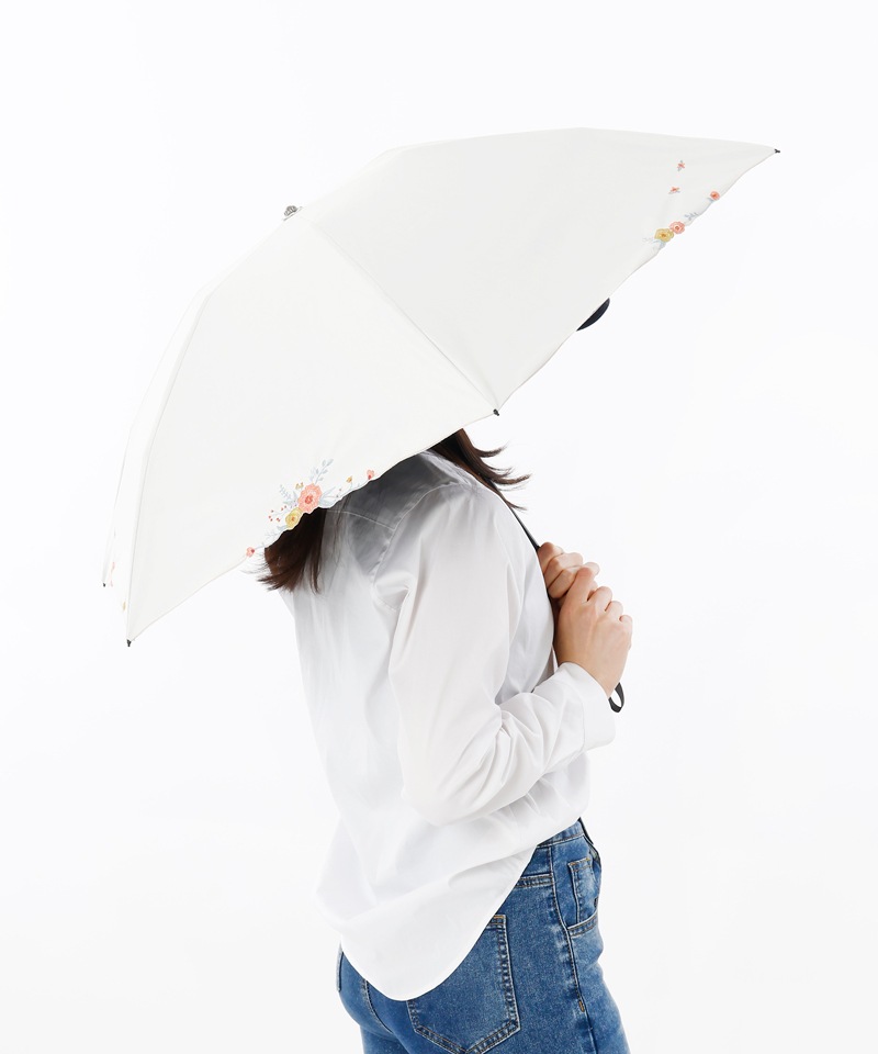 【 BLAO（ブラオ）】多色花柄刺しゅう晴雨兼用パラソル(折りたたみ傘)