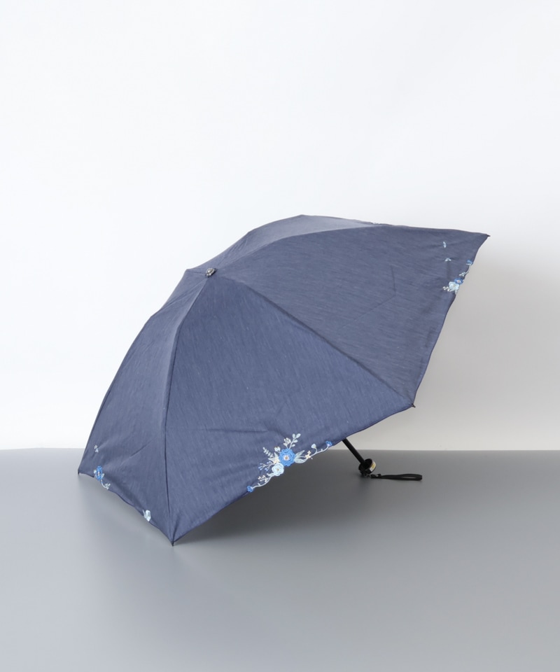 【 BLAO（ブラオ）】多色花柄刺しゅう晴雨兼用パラソル(折りたたみ傘)